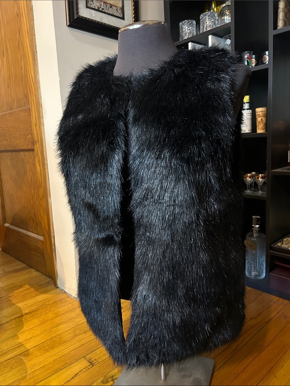 Bisou Bisou Black Faux Fur Vest